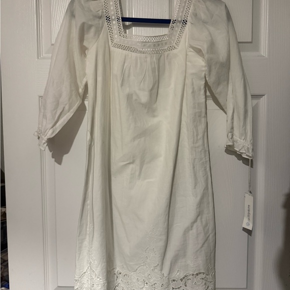 NWT size 2 100% Miguelina honeymoon square neck dress eyelet, lace, embroidery - Picture 1 of 8